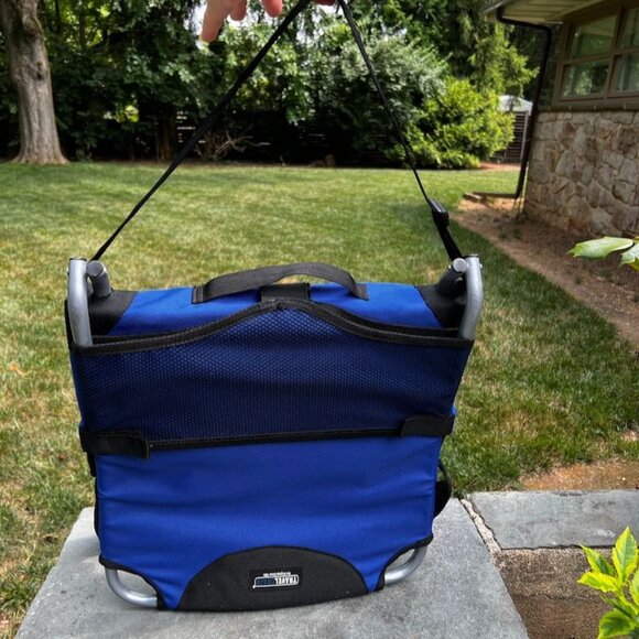 Travel Stadium Chair 1669 Bleacher Concerts Folding Carry Strap Blue Mesh Pocket - Picture 6 of 15